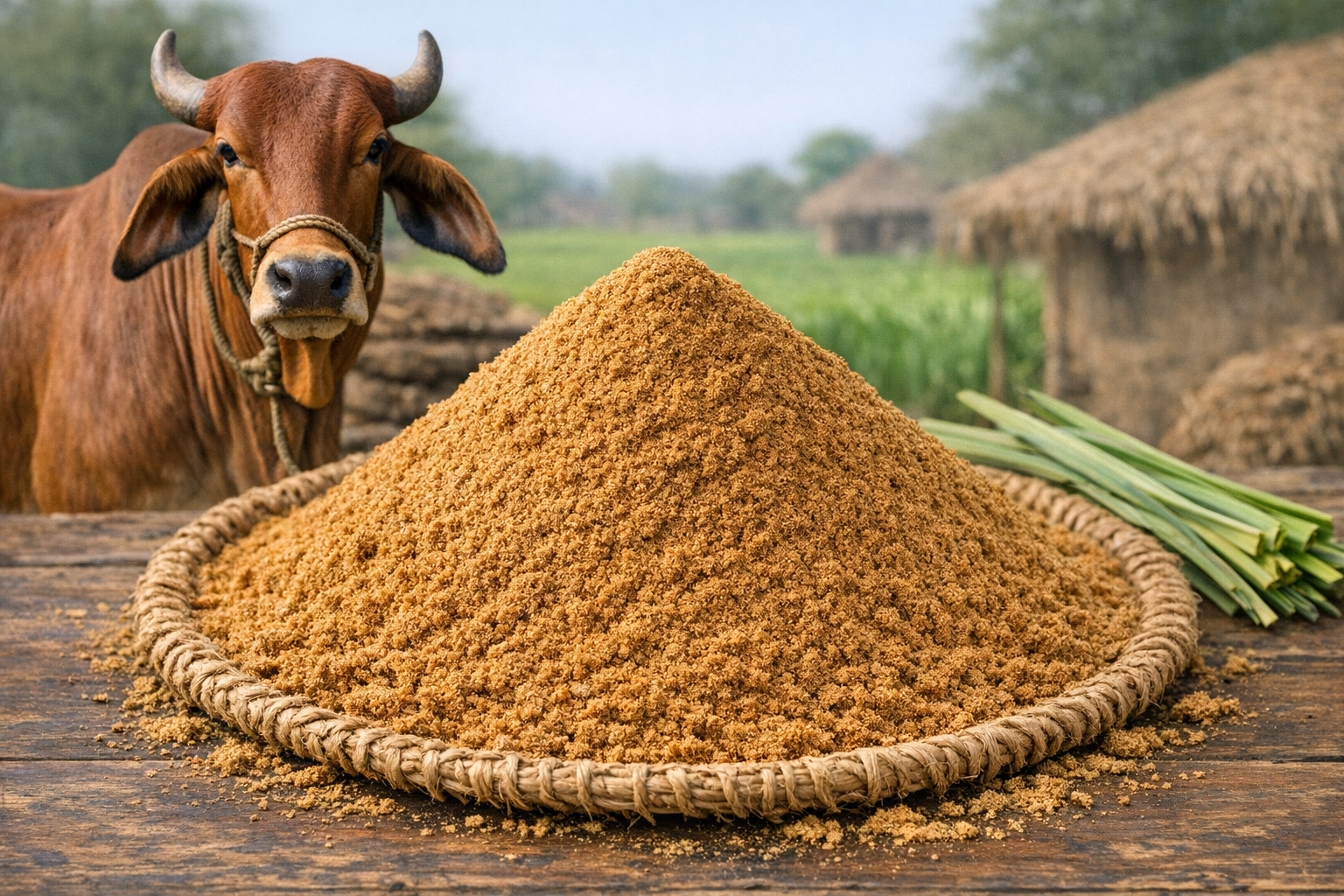 Cow dung manure in farm environment